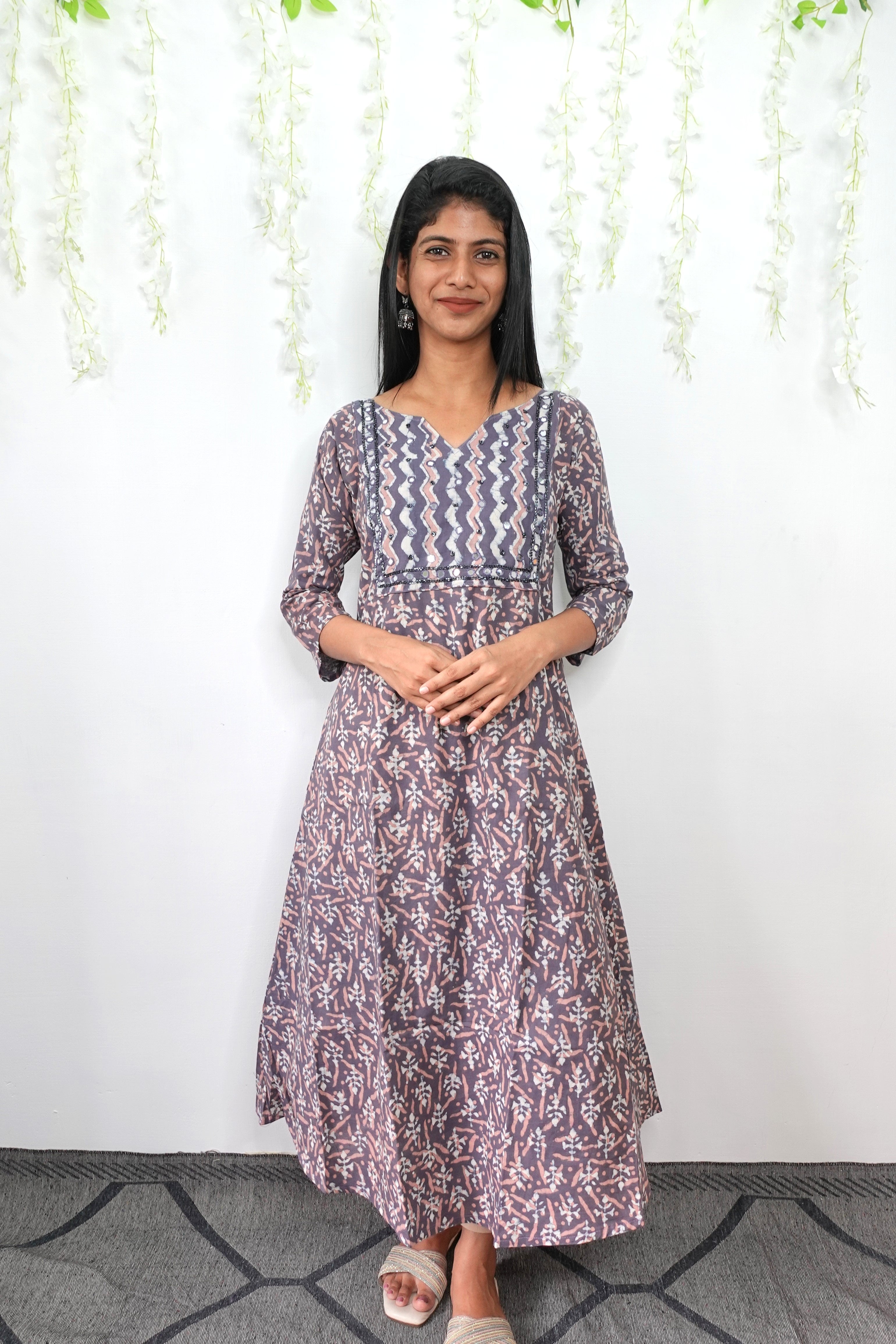 Turquoise Pleated Nyraa Style Kurta Set with Mirror Embellishments