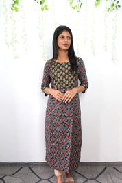 NR0013 - Ajrakh Kurta with Bead & Mirror work