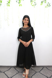 NR0018 - Kurta with Net Collar & Bead work