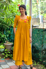 NR0187 - Co-Ord Set with Embroidery & Pocket (Yellow)