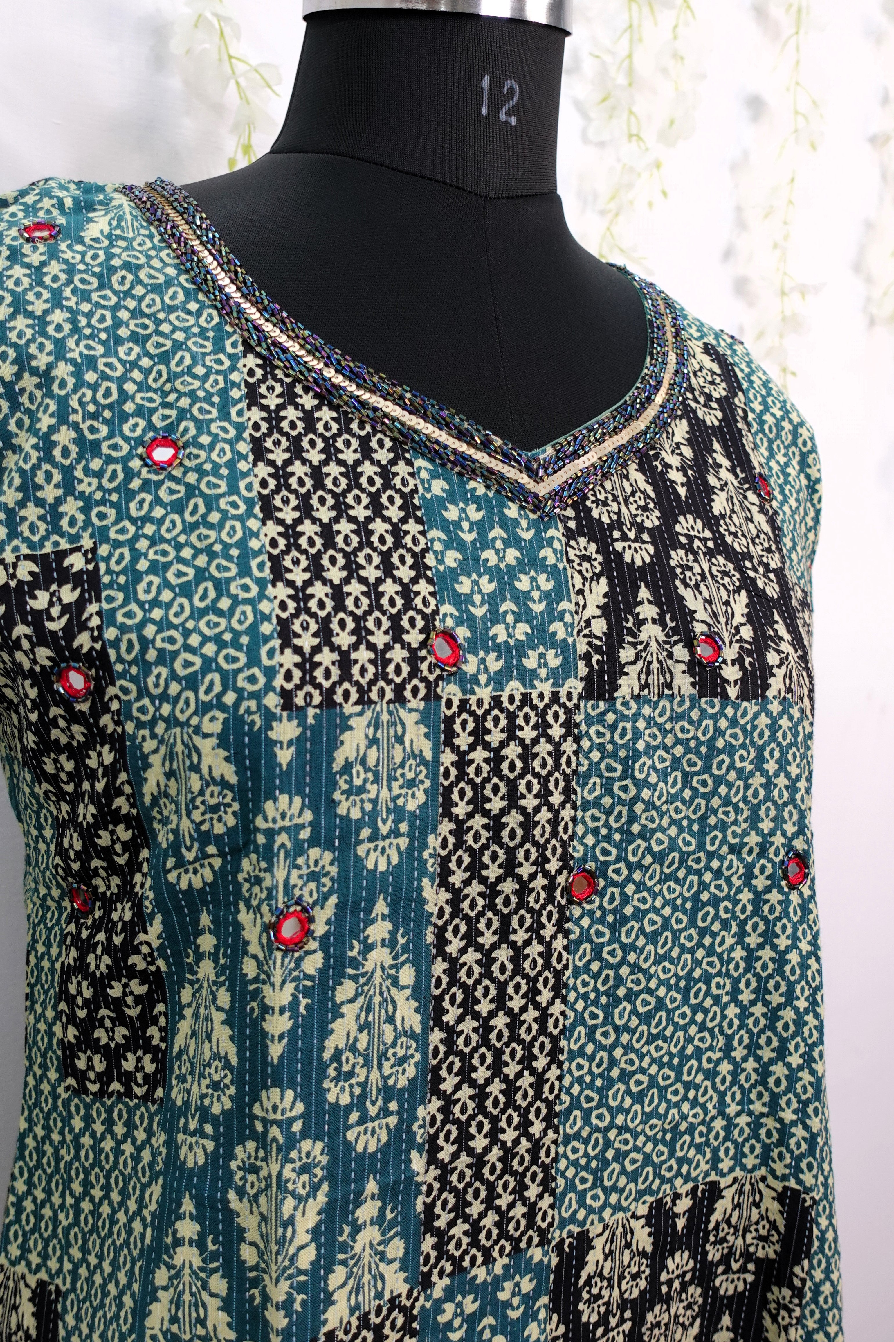 NR0002 - Ajrak Kurti with Bead work