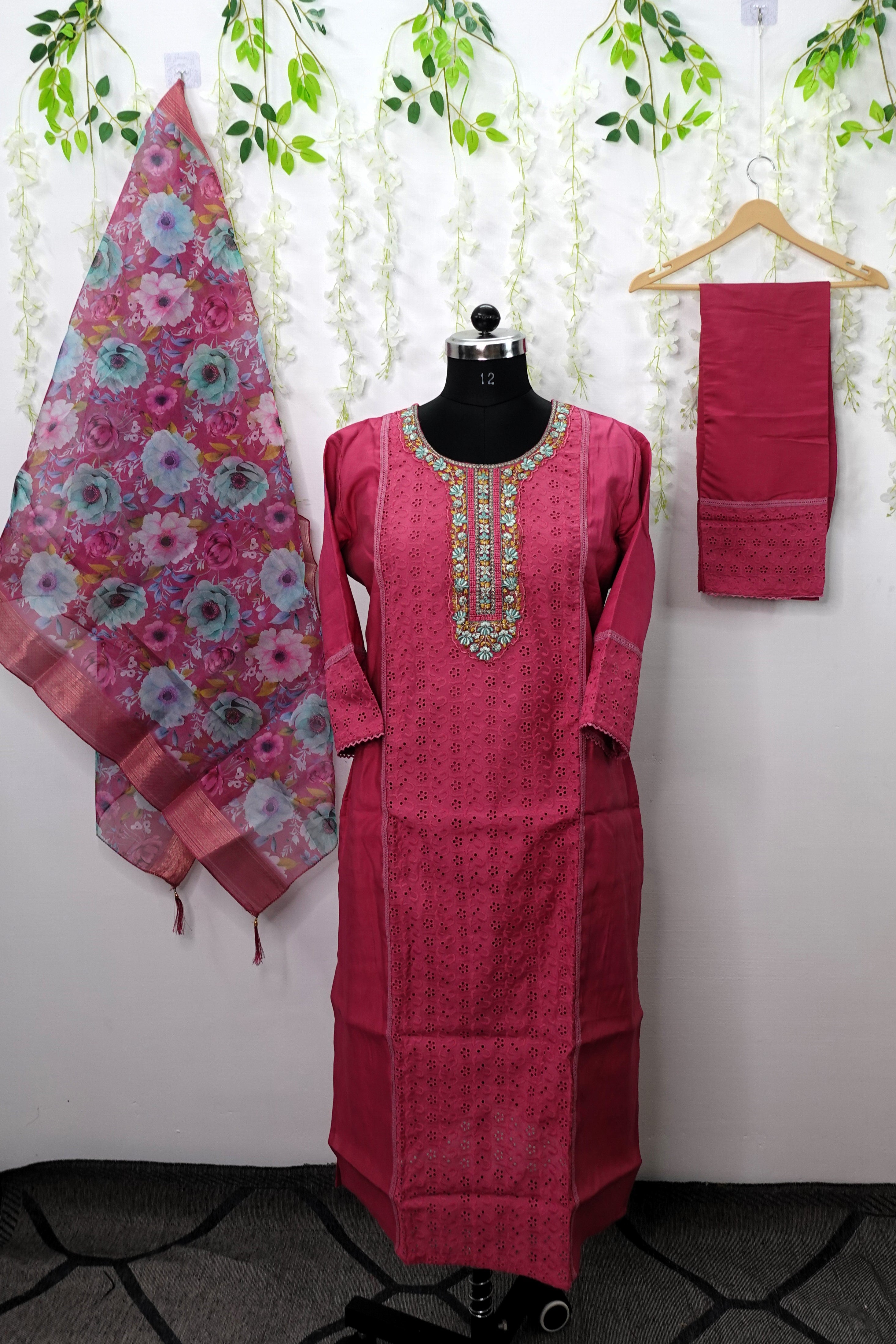 NR0005 - Hakoba Designer Kurta Set with Organza Dupatta