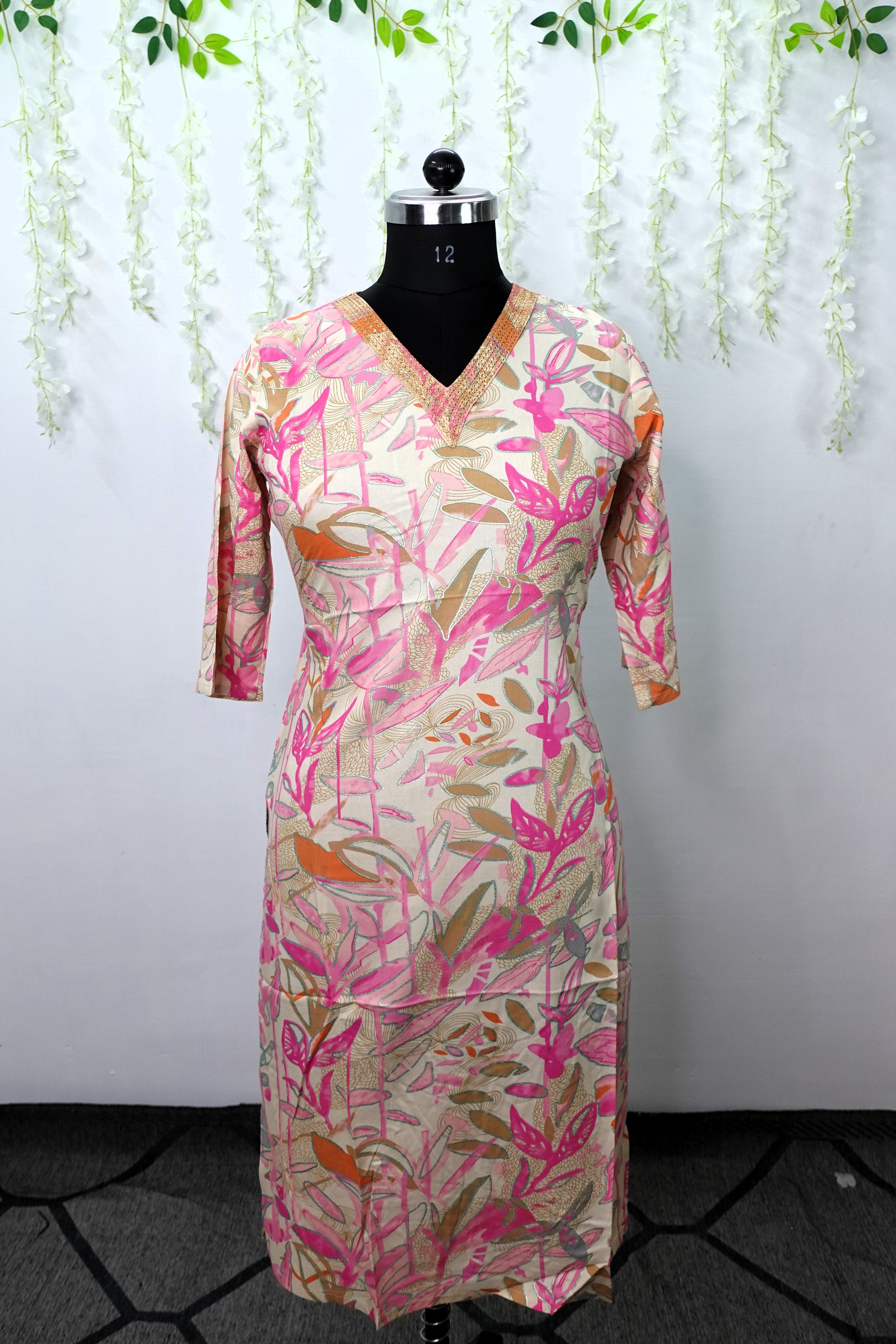 NR0071 - Rayon Foil Printed Kurti