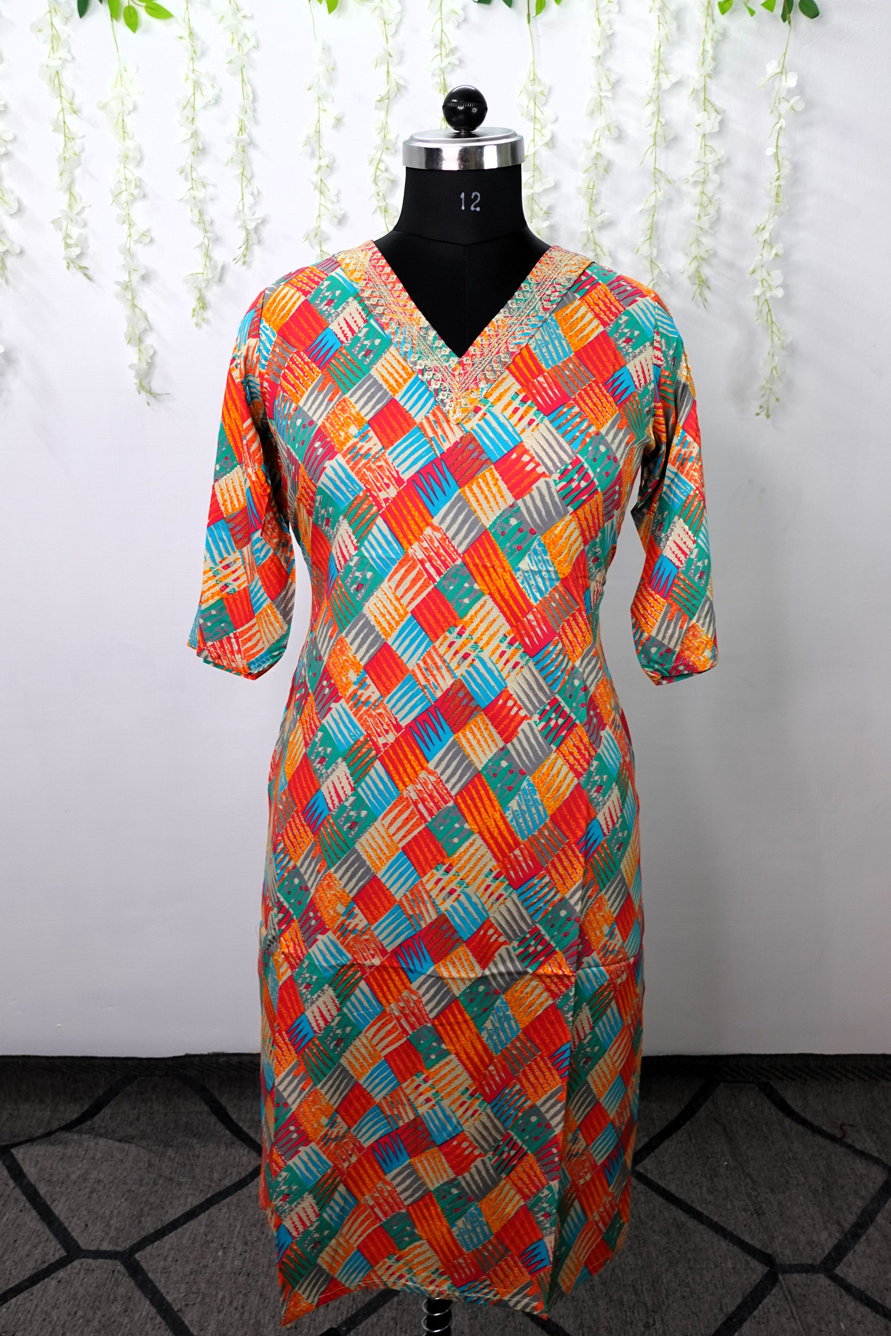 NR0069 - Rayon Foil Printed Kurti