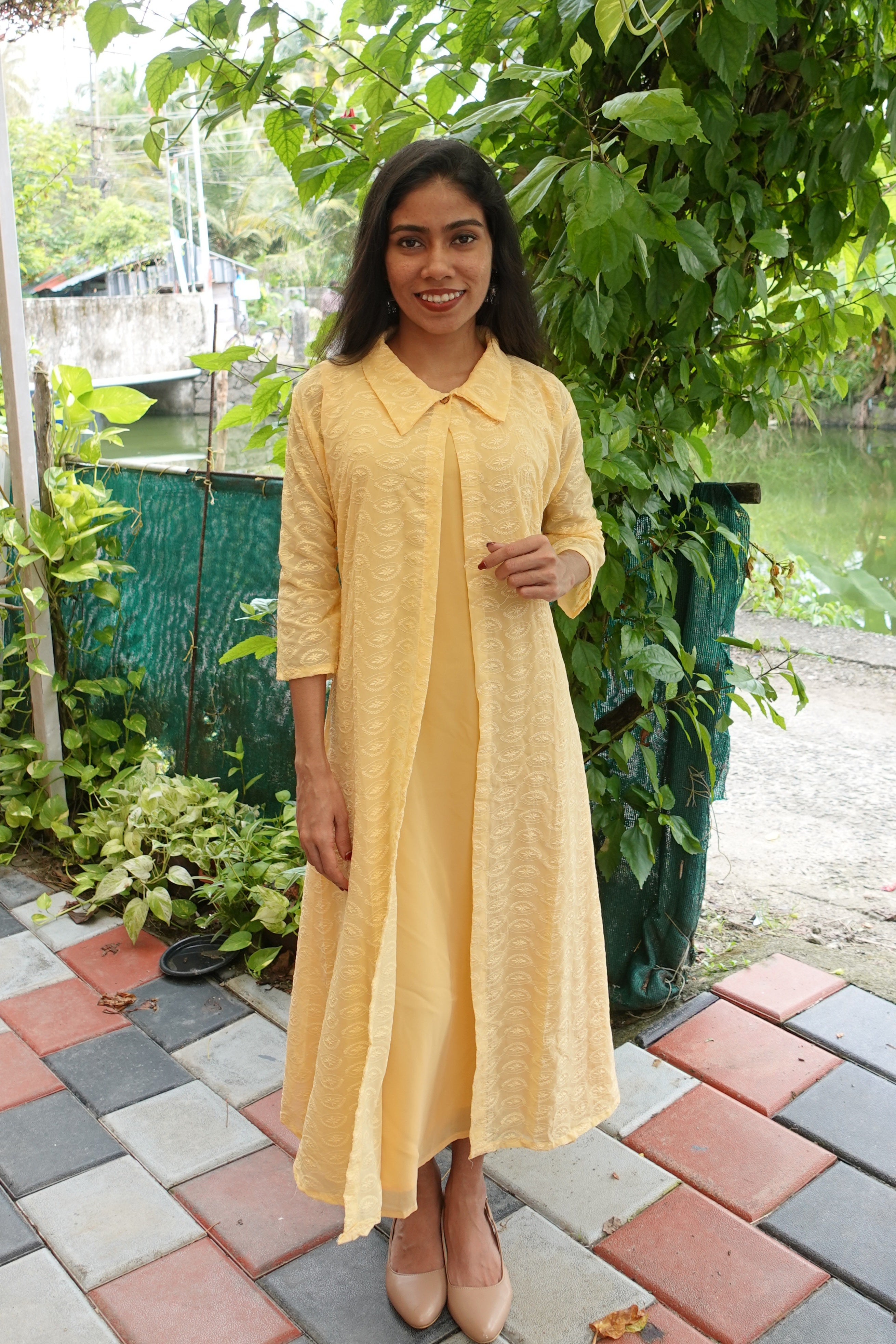 NR0108 - Georgette Kurta Dress with Overcoat