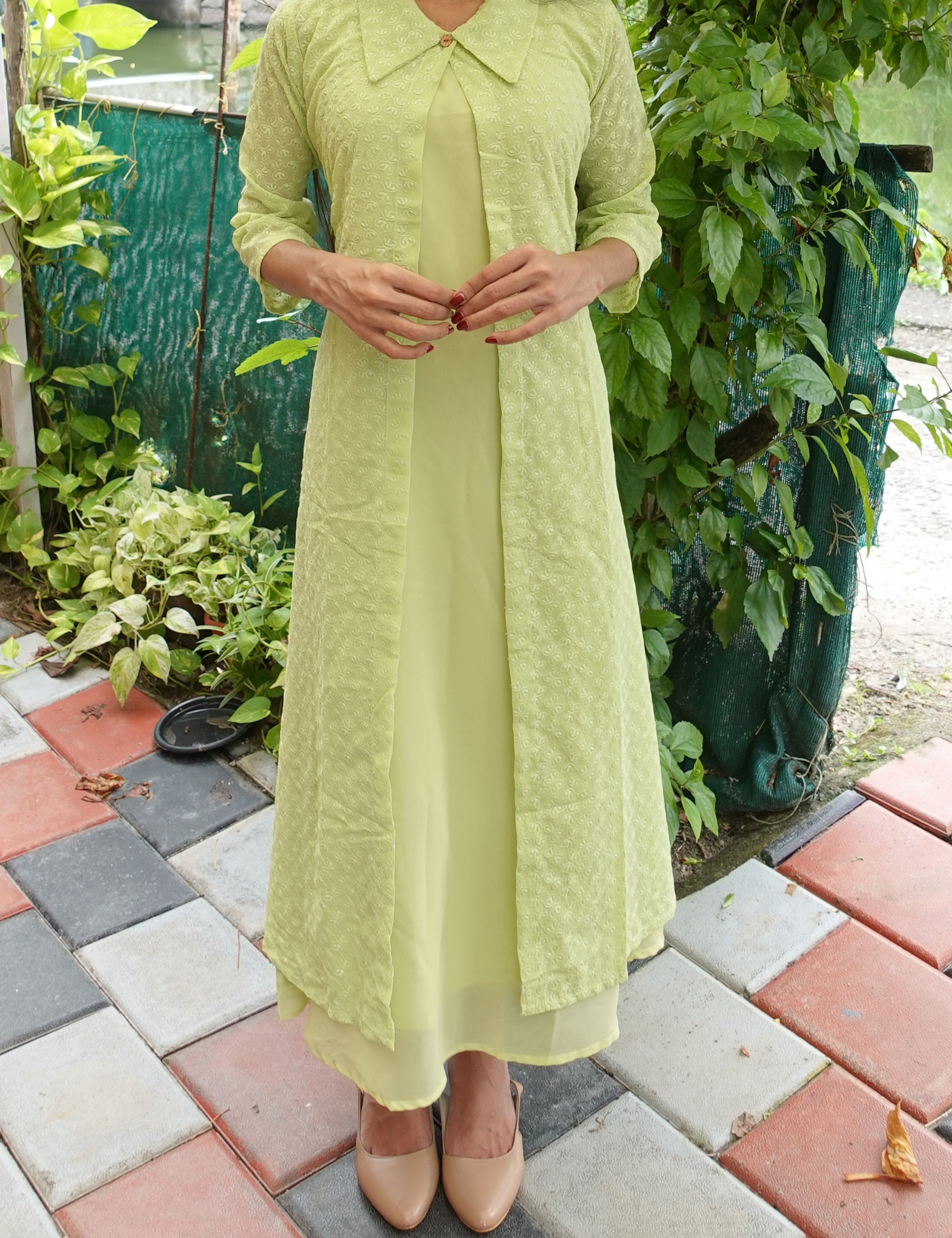 NR0108 - Georgette Kurta Dress with Overcoat