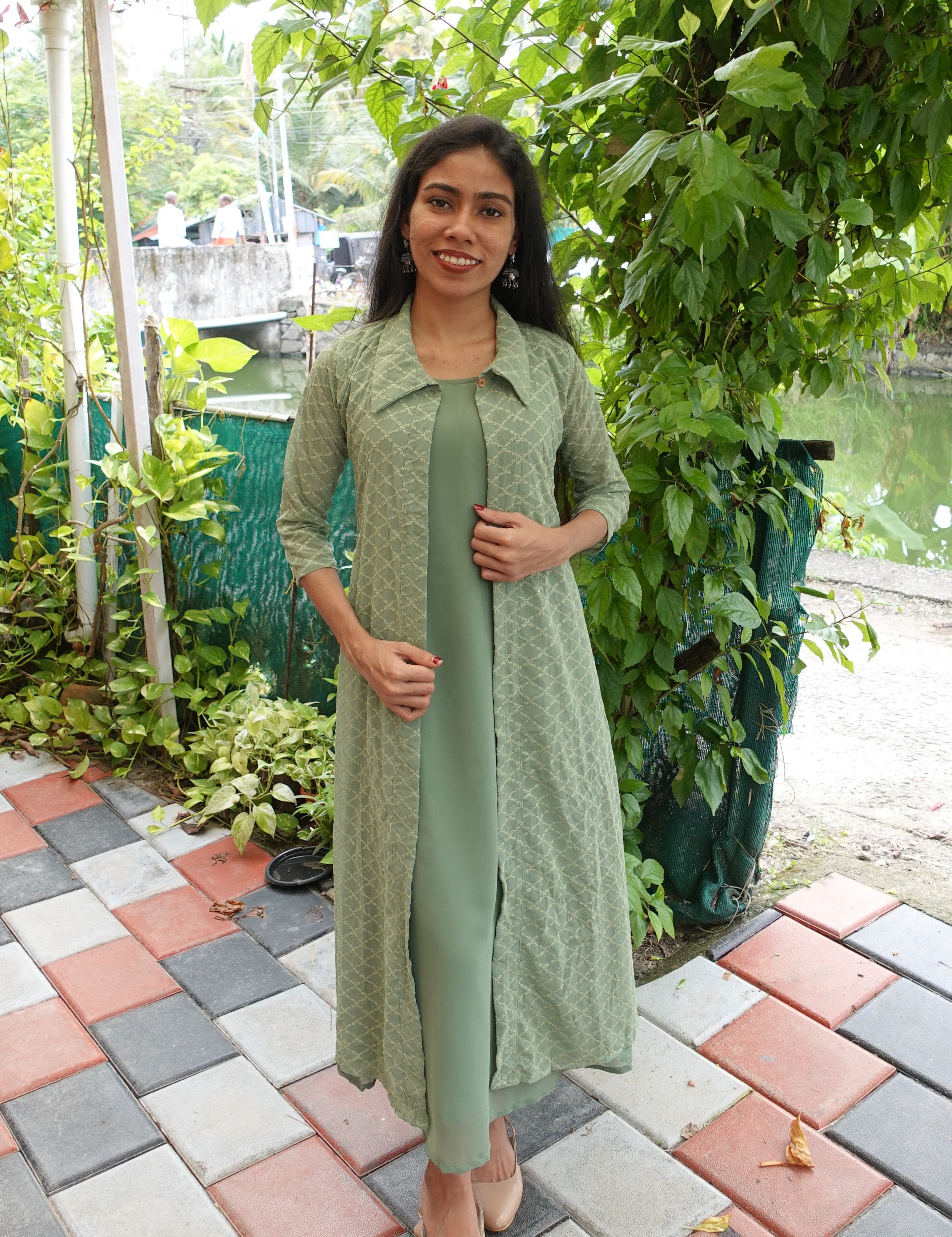 NR0108 - Georgette Kurta Dress with Overcoat