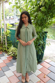 NR0108 - Georgette Kurta Dress with Overcoat