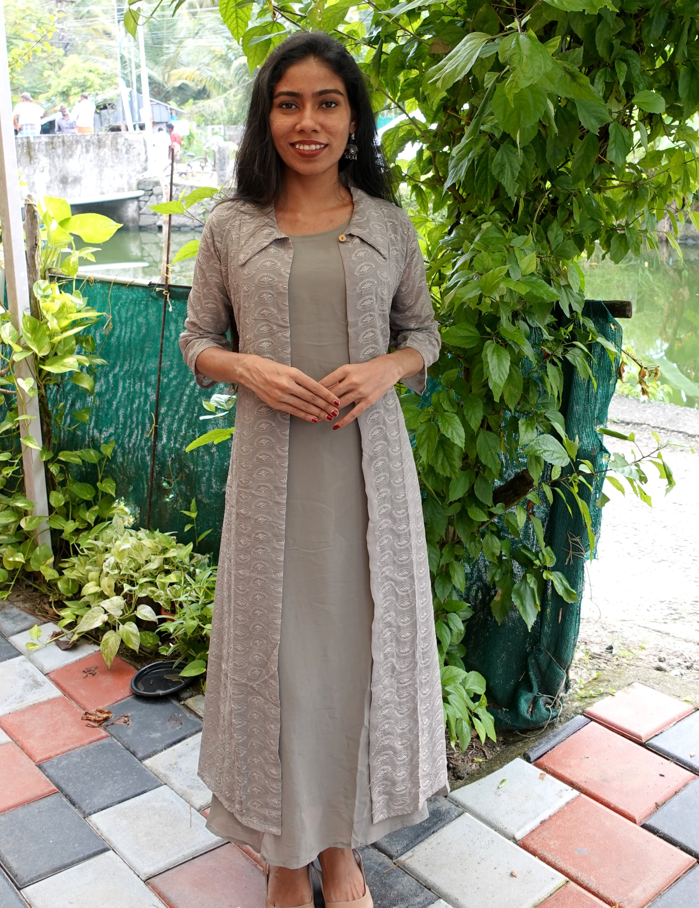 NR0108 - Georgette Kurta Dress with Overcoat