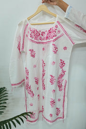 NR0112 - Chikankari Short Kurti with 3-Shaded Thread