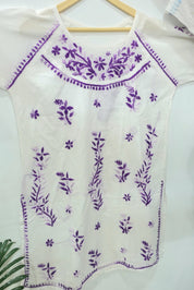 NR0112 - Chikankari Short Kurti with 3-Shaded Thread