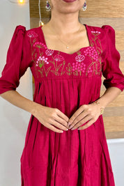 NR0185 - Co-Ord Set with Embroidery & Pocket (Maroon)