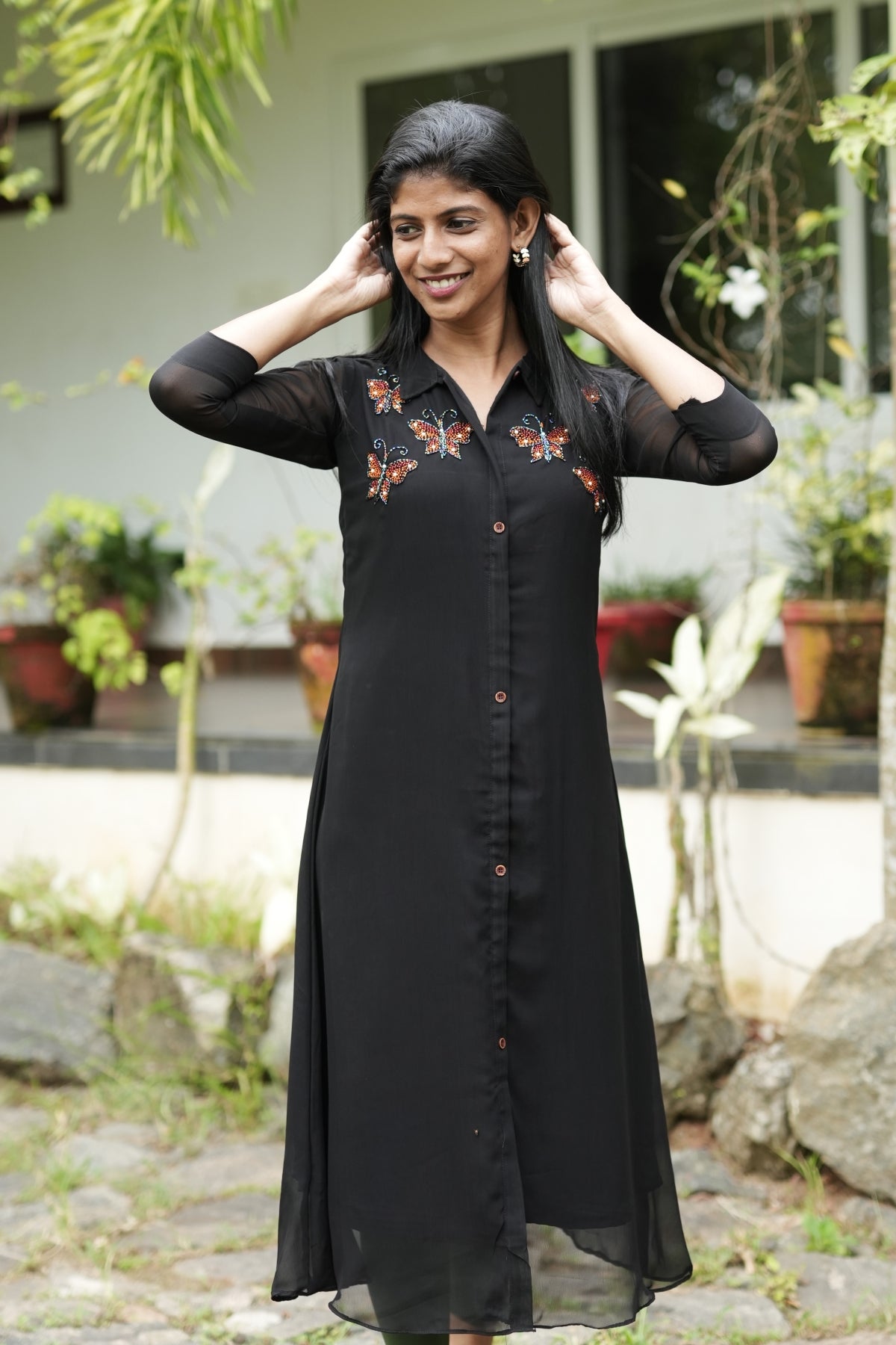 NR0119 -  Butterfly Handworked Kurta Dress