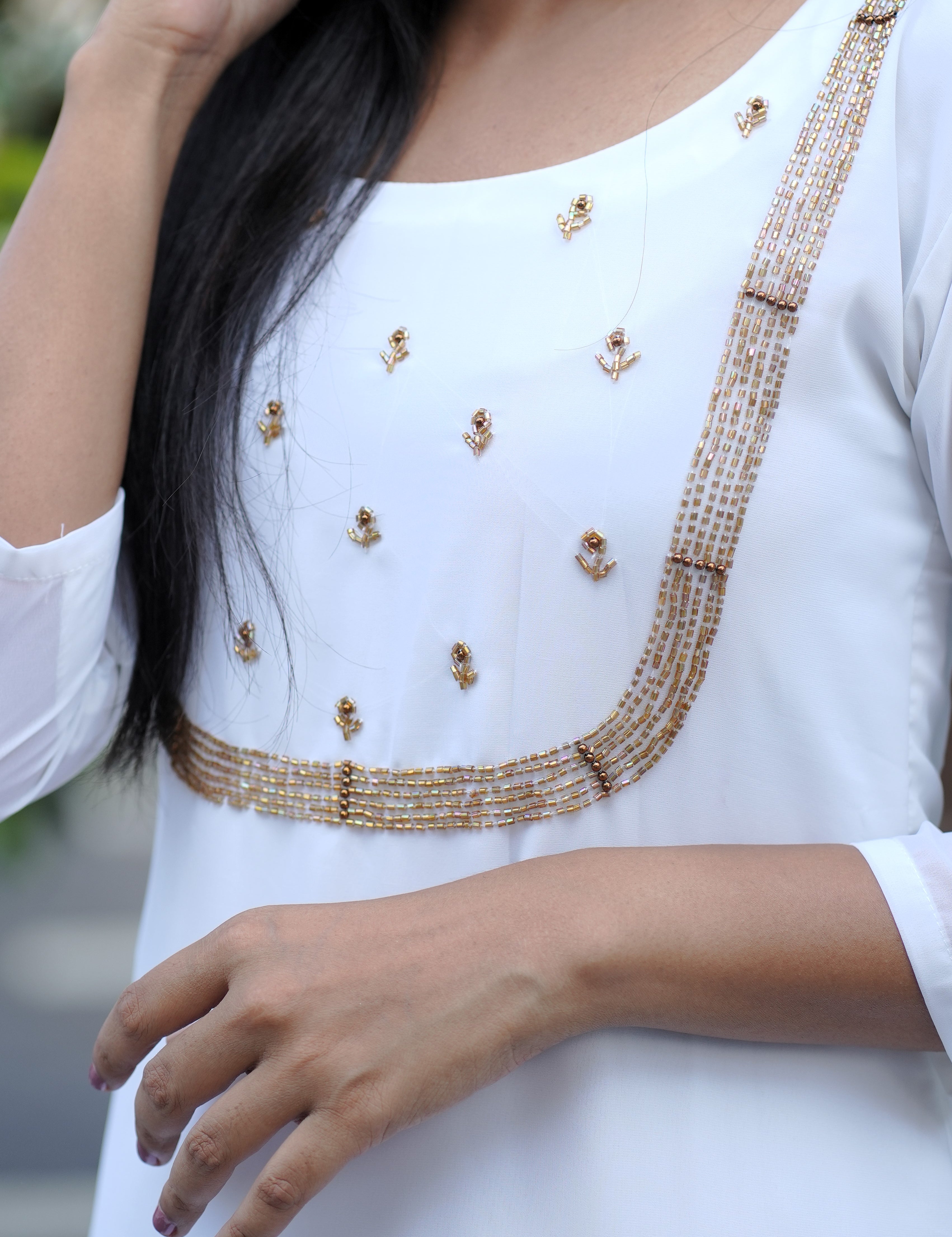 NR0001 - A-line Kurta with Bead work