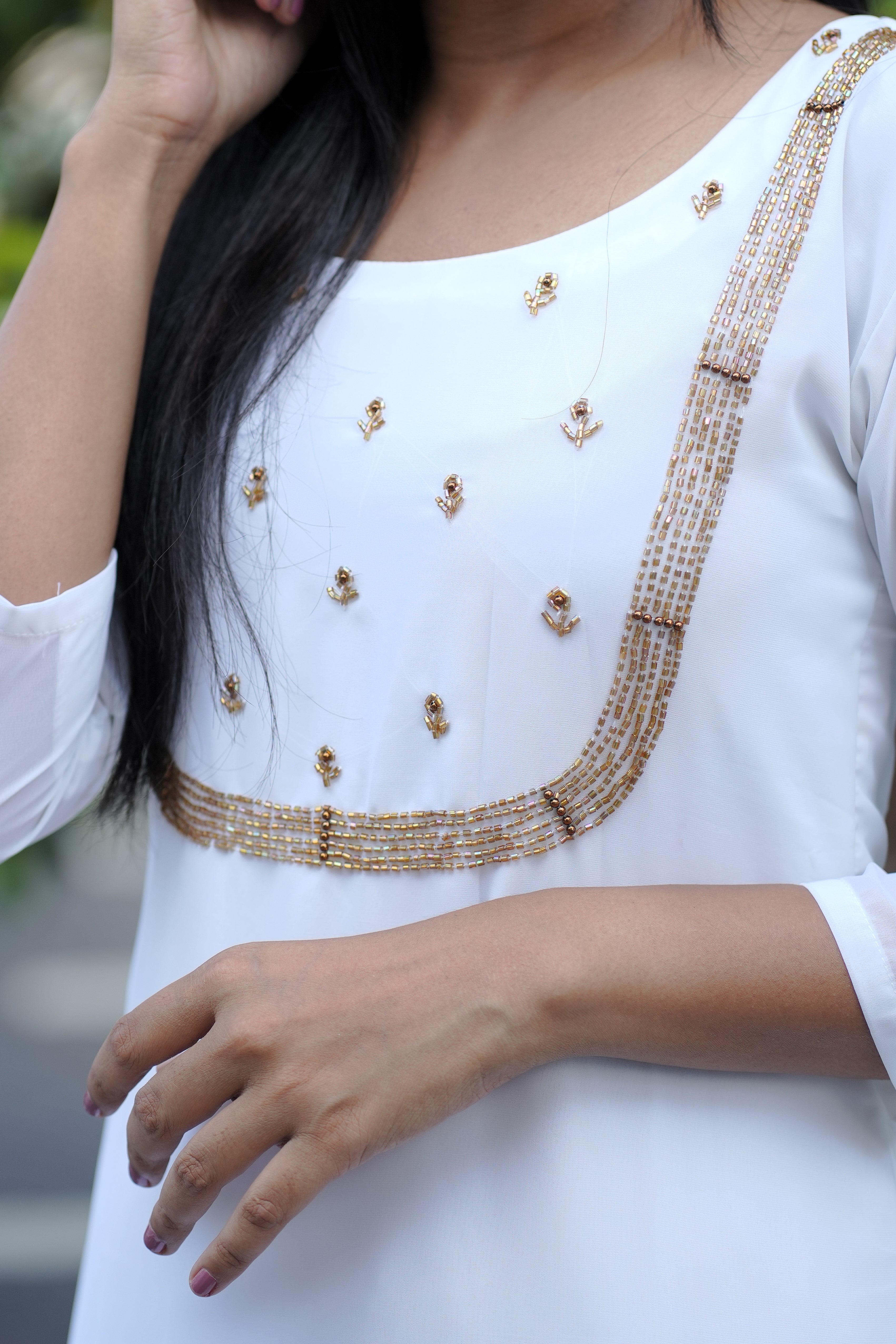 NR0001 - A-line Kurta with Bead work