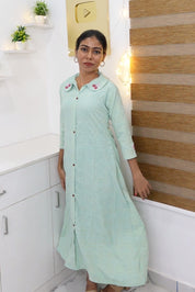 NR0115 - Bubble Georgette Peter Pan Collar Kurti with Handwork